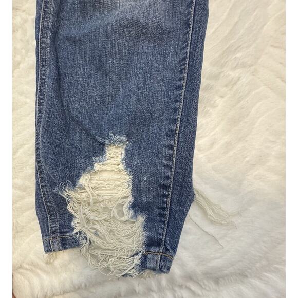 HARPER Overalls Womens MEDIUM Denim Bibs Stretch Distressed Medium Wash - Picture 4 of 16